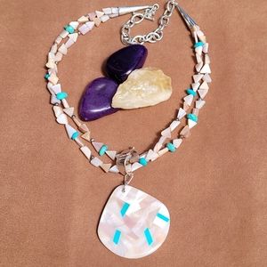 💖HP💖 Carolyn Pollack mop turquoise sterling necklace